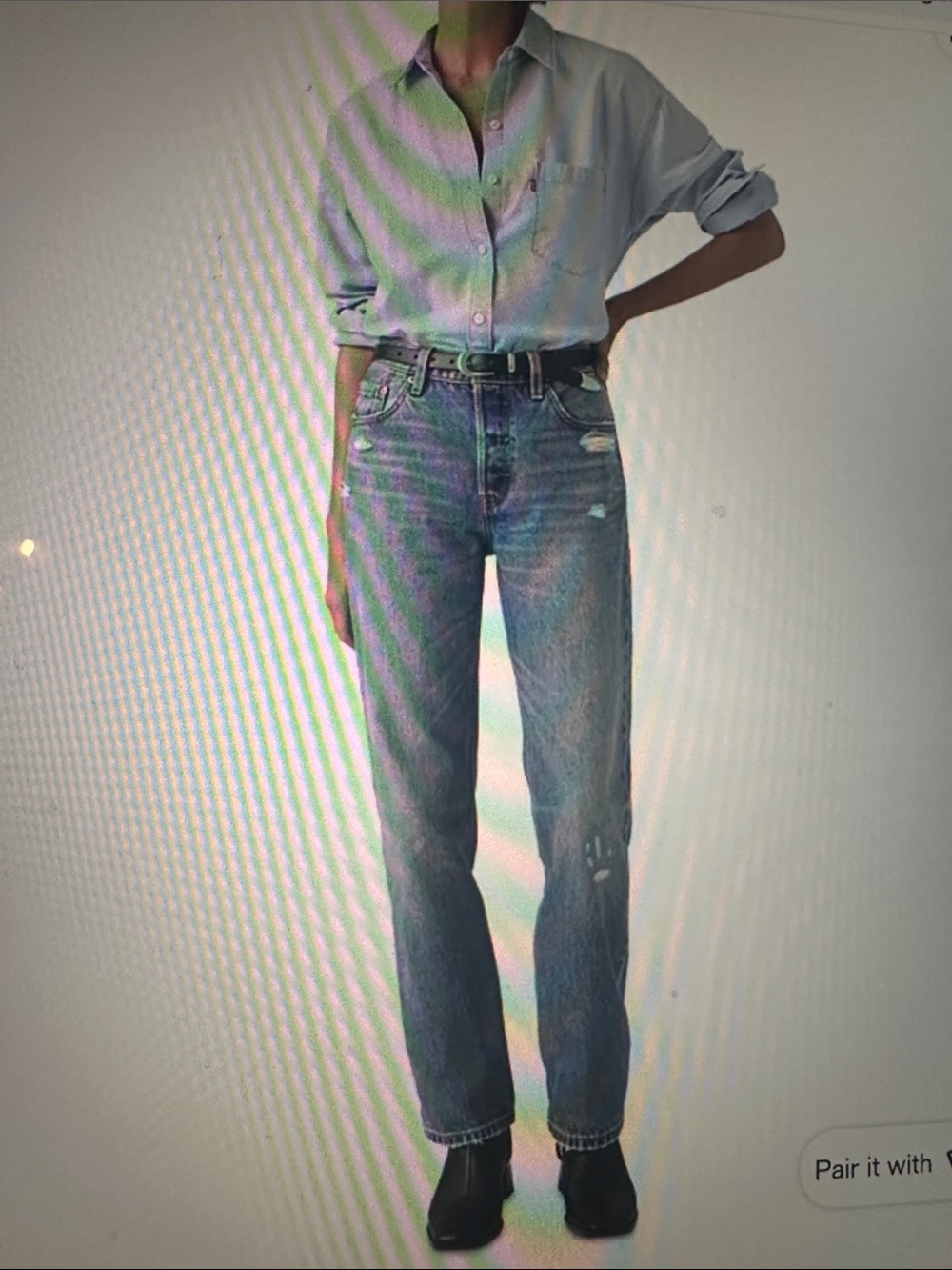 Women’s Levi’s 501 Original Mid Rise Distressed Straight Leg, sz 31x32